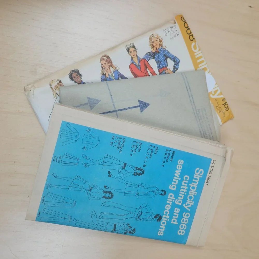 Simplicity 9868 Sewing Pattern Set For Misses Cardigan Blouse Skirt & Pants Size